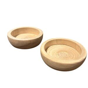 Set Of 2 Wooden Dough Bowls For Decoration By Old East Main Co. 7" Diameter 2" H